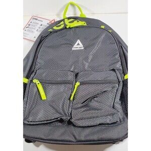 Reebok Marley Lightweight Backpack Water-Resistant Black/Bright Green Unisex NWT